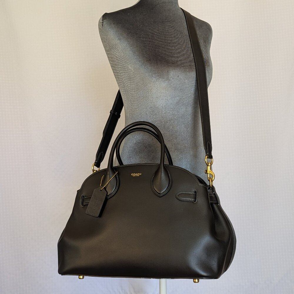Coach Empire Carryall 35 Glovetanned Leather Black Large Satchel Shoulder Bag
